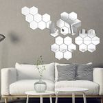 Casa si Gradina - Decoratiuni - Oglinzi - Set 12 autocolante de perete tip oglinda, 126 * 110 * 63mm, Argintiu - Infinity.ro
