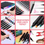 Carti si Birotica - Birotica - Instrumente de scris - Markere si carioci - Set 48 Markere, geanta de depozitare inclusa, 2 tipuri de varf, pe baza de alcool, culori intense, - Infinity.ro