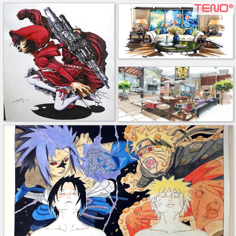 Carti si Birotica - Birotica - Instrumente de scris - Markere si carioci - Set 48 Markere, geanta de depozitare inclusa, 2 tipuri de varf, pe baza de alcool, culori intense, - Infinity.ro