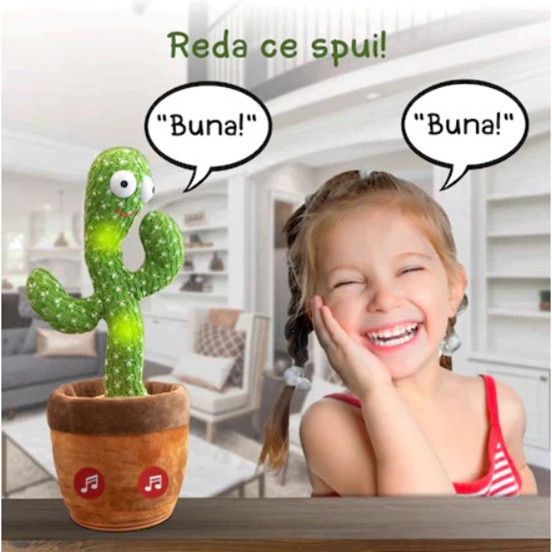 Jucarii, Copii si Bebe - Jucarii si jocuri - Jucarii & jocuri educative - Jucarii interactive - Cactus dansator FOXMAG24, interactiv, educativ, canta, danseaza, imita - Infinity.ro