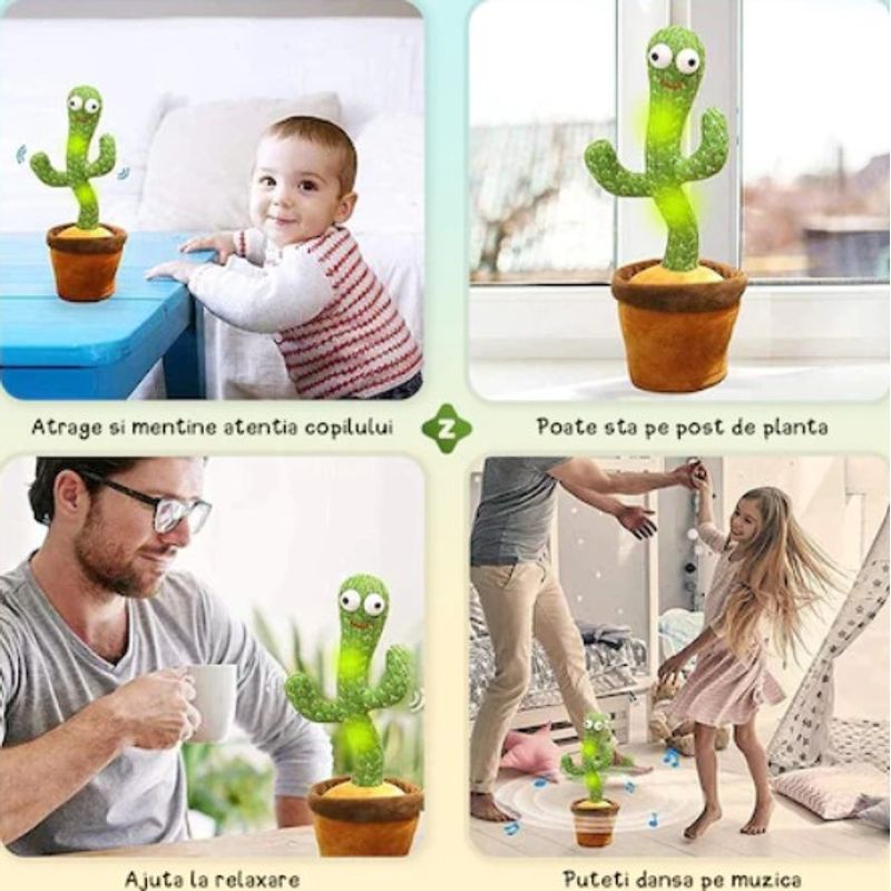 Jucarii, Copii si Bebe - Jucarii si jocuri - Jucarii & jocuri educative - Jucarii interactive - Cactus dansator FOXMAG24, interactiv, educativ, canta, danseaza, imita - Infinity.ro
