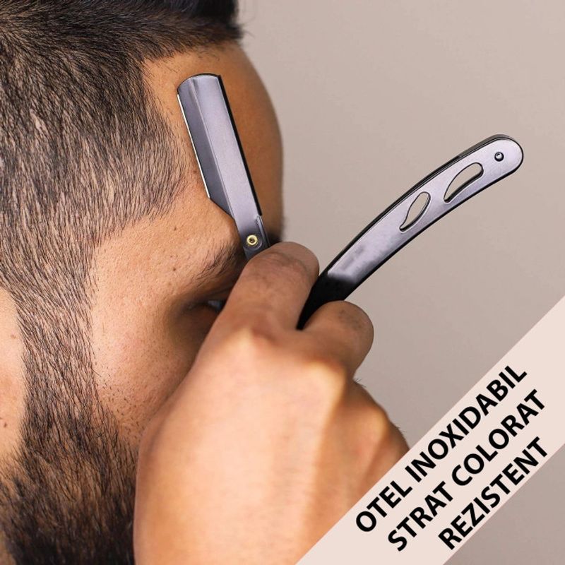 Ingrijire personala si Cosmetice - Aparate & accesorii ingrijire personala - Aparate de ras si tuns - Aparate de ras clasice - Brici pentru ras Ardette, BT10NG, cu lama interschimbabila, otel inoxidabil, Negru - Infinity.ro