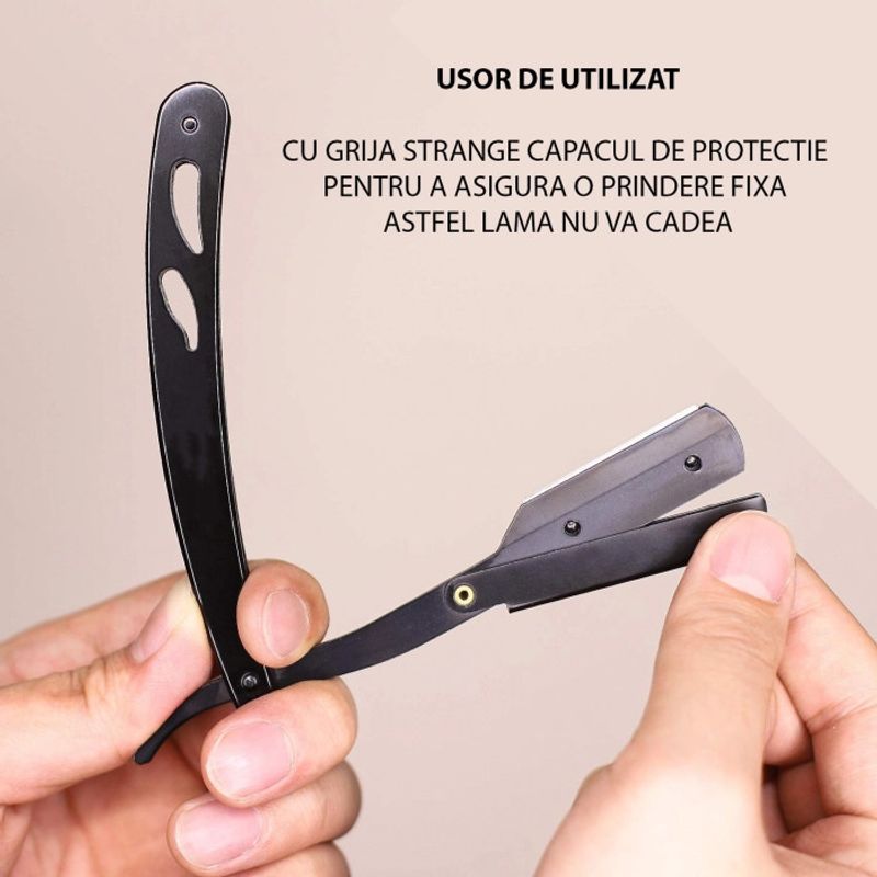 Ingrijire personala si Cosmetice - Aparate & accesorii ingrijire personala - Aparate de ras si tuns - Aparate de ras clasice - Brici pentru ras Ardette, BT10NG, cu lama interschimbabila, otel inoxidabil, Negru - Infinity.ro