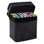 Carti si Birotica - Birotica - Instrumente de scris - Markere si carioci - Set 40 Markere, Cu 2 Varfuri Intens Colorate, Geanta De Depozitare Inclusa, Pentru Toate Tipurile - Infinity.ro