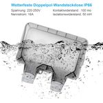 Casa si Gradina - Electrice - Prize - Priza dubla exterior, cu capac de protectie, pentru gradina/piscina/baie, IP66, Gri - Infinity.ro