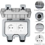 Casa si Gradina - Electrice - Prize - Priza dubla exterior, cu capac de protectie, pentru gradina/piscina/baie, IP66, Gri - Infinity.ro