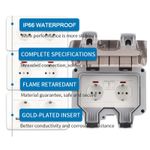 Casa si Gradina - Electrice - Prize - Priza impermeabila exterior, Rqiurpn, rezistenta la temperaturi, etansa, montare aparenta, IP66, Gri - Infinity.ro