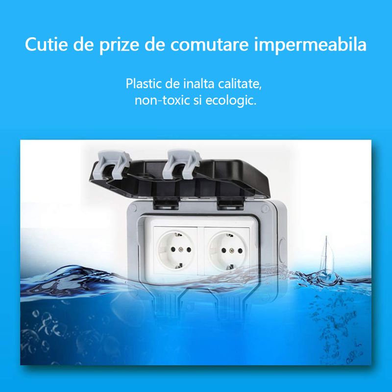 Casa si Gradina - Electrice - Prize - Priza exterior, Begleri, Dubla, Rezistenta la ploaie IP66, Material PC, staniu fosfor bronz, Potrivit pentru - Infinity.ro