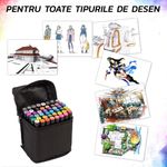 Carti si Birotica - Birotica - Instrumente de scris - Markere si carioci - Set 48Markere Eliandeco , Cu 2 Varfuri Intens Colorate, Geanta De Depozitare Inclusa, Pentru Toate Tipurile - Infinity.ro