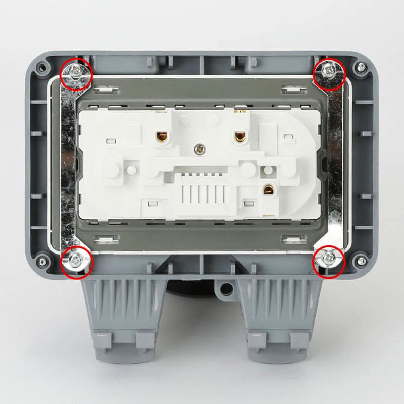 Casa si Gradina - Electrice - Prize - Priza impermeabila exterior, Rqiurpn, rezistenta la temperaturi, etansa, montare aparenta, IP66, Gri - Infinity.ro