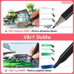 Carti si Birotica - Birotica - Instrumente de scris - Markere si carioci - Set 60 Markere Teno, geanta de depozitare inclusa, 2 tipuri de varf, pe baza de alcool, culori intense, - Infinity.ro