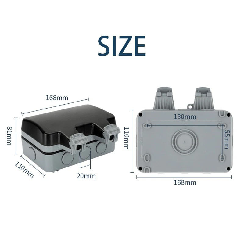 Casa si Gradina - Electrice - Prize - Priza impermeabila exterior, Rqiurpn, rezistenta la temperaturi, etansa, montare aparenta, IP66, Gri - Infinity.ro