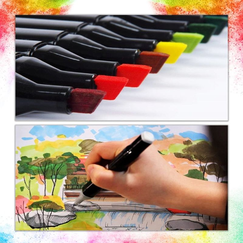 Carti si Birotica - Birotica - Instrumente de scris - Markere si carioci - Set 40 Markere Permanente, HYT , Cu Doua Varfuri si Geanta De Depozitare Inclusa, Multicolor - Infinity.ro