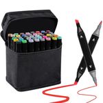 Carti si Birotica - Birotica - Instrumente de scris - Markere si carioci - Set 40 Markere Permanente, HYT , Cu Doua Varfuri si Geanta De Depozitare Inclusa, Multicolor - Infinity.ro