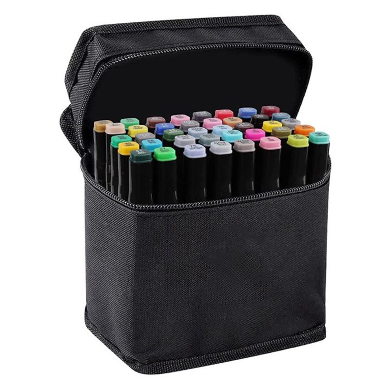 Carti si Birotica - Birotica - Instrumente de scris - Markere si carioci - Set 40 Markere Permanente, HYT , Cu Doua Varfuri si Geanta De Depozitare Inclusa, Multicolor - Infinity.ro