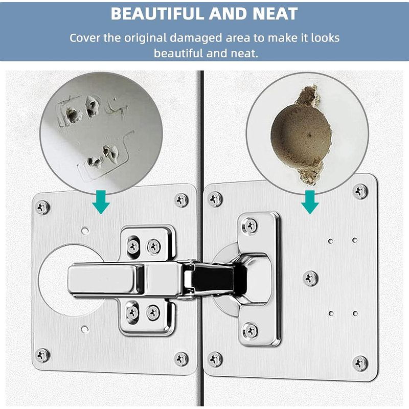 Casa si Gradina - Mobilier - Feronerie si accesorii mobila - Set 2 hinged cabinet repair plate, inox, 90 x 90 mm, Argintiu - Infinity.ro