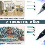 Carti si Birotica - Birotica - Instrumente de scris - Markere si carioci - Set 40 Markere Permanente, HYT , Cu Doua Varfuri si Geanta De Depozitare Inclusa, Multicolor - Infinity.ro