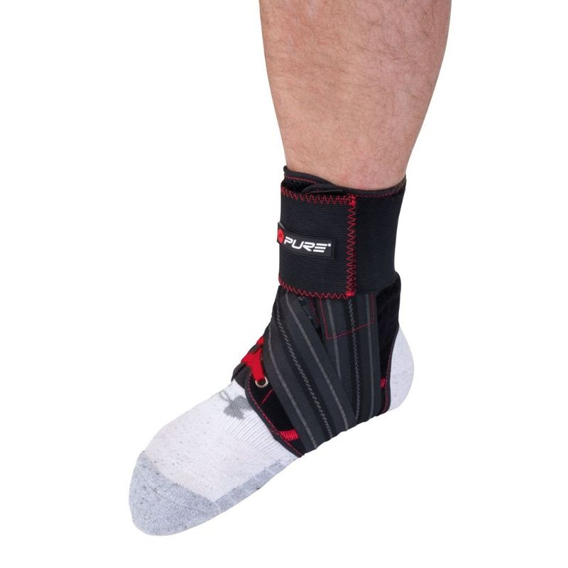 Ingrijire personala si Cosmetice - Sanatate si wellness - Aparate medicale - Suporturi ortopedice si orteze - Orteza Glezna Pure 2 Improve Deluxe, Marimea M, Negru cu Rosu, Compresie Reglabila cu Velcro - Infinity.ro