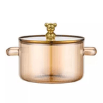 Casa si Gradina - Bucatarie si vesela - Vase pentru gatit - Oale si cratite - Oala din sticla termorezistenta, pentru plita pe gaz si electrica, capacitate 1,6L culoare manere Gold  ABYZ™ - Infinity.ro