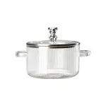 Casa si Gradina - Bucatarie si vesela - Vase pentru gatit - Oale si cratite - Oala din sticla termorezistenta, pentru plita pe gaz si electrica, capacitate 1,6L culoare manere Transparent  ABYZ - Infinity.ro