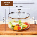 Casa si Gradina - Bucatarie si vesela - Vase pentru gatit - Oale si cratite - Oala din sticla termorezistenta, pentru plita pe gaz si electrica, capacitate 1,6L culoare manere Transparent  ABYZ - Infinity.ro