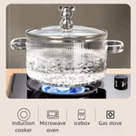 Casa si Gradina - Bucatarie si vesela - Vase pentru gatit - Oale si cratite - Oala din sticla termorezistenta, pentru plita pe gaz si electrica, capacitate 1,6L culoare manere Transparent  ABYZ - Infinity.ro