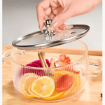 Casa si Gradina - Bucatarie si vesela - Vase pentru gatit - Oale si cratite - Oala din sticla termorezistenta, pentru plita pe gaz si electrica, capacitate 1,6L culoare manere Transparent  ABYZ - Infinity.ro