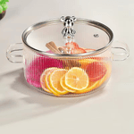 Casa si Gradina - Bucatarie si vesela - Vase pentru gatit - Oale si cratite - Oala din sticla termorezistenta, pentru plita pe gaz si electrica, capacitate 1,6L culoare manere Transparent  ABYZ - Infinity.ro