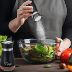 Casa si Gradina - Bucatarie si vesela - Ustensile bucatarie - Rasnite si dozatoare condimente - Set 2 Solnite Sare si Piper cu Suport Elegant din Inox Culoare Negru ABYZ accesorii Practice si Moderne pentru Bucatarie - Infinity.ro