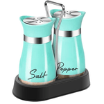 Casa si Gradina - Bucatarie si vesela - Ustensile bucatarie - Rasnite si dozatoare condimente - Set 2 Solnite Sare si Piper cu Suport Elegant din Inox, Albastru ABYZ™, accesorii Practice si Moderne pentru Bucatarie - Infinity.ro