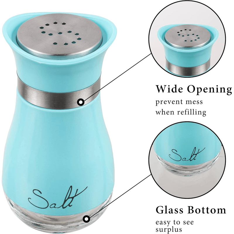 Casa si Gradina - Bucatarie si vesela - Ustensile bucatarie - Rasnite si dozatoare condimente - Set 2 Solnite Sare si Piper cu Suport Elegant din Inox, Albastru ABYZ™, accesorii Practice si Moderne pentru Bucatarie - Infinity.ro