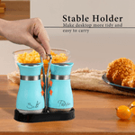 Casa si Gradina - Bucatarie si vesela - Ustensile bucatarie - Rasnite si dozatoare condimente - Set 2 Solnite Sare si Piper cu Suport Elegant din Inox, Albastru ABYZ™, accesorii Practice si Moderne pentru Bucatarie - Infinity.ro