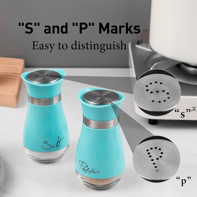 Casa si Gradina - Bucatarie si vesela - Ustensile bucatarie - Rasnite si dozatoare condimente - Set 2 Solnite Sare si Piper cu Suport Elegant din Inox, Albastru ABYZ™, accesorii Practice si Moderne pentru Bucatarie - Infinity.ro