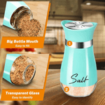 Casa si Gradina - Bucatarie si vesela - Ustensile bucatarie - Rasnite si dozatoare condimente - Set 2 Solnite Sare si Piper cu Suport Elegant din Inox, Albastru ABYZ™, accesorii Practice si Moderne pentru Bucatarie - Infinity.ro