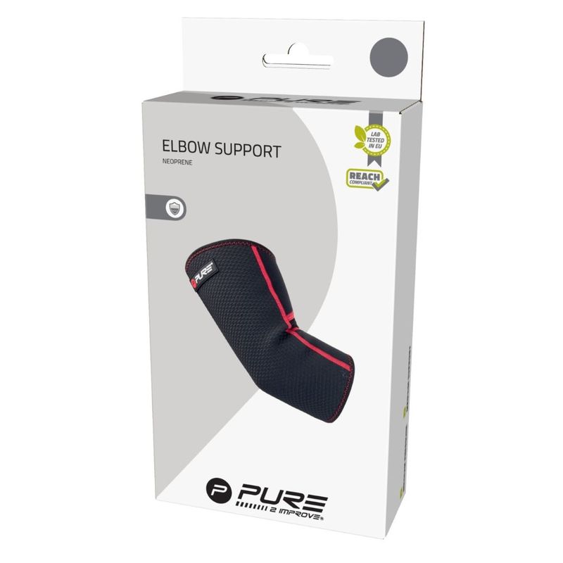 Ingrijire personala si Cosmetice - Sanatate si wellness - Aparate medicale - Suporturi ortopedice si orteze - Orteza pentru Cot din Neopren Pure 2 Improve, Marimea XL, Negru cu Cusaturi Rosii - Infinity.ro