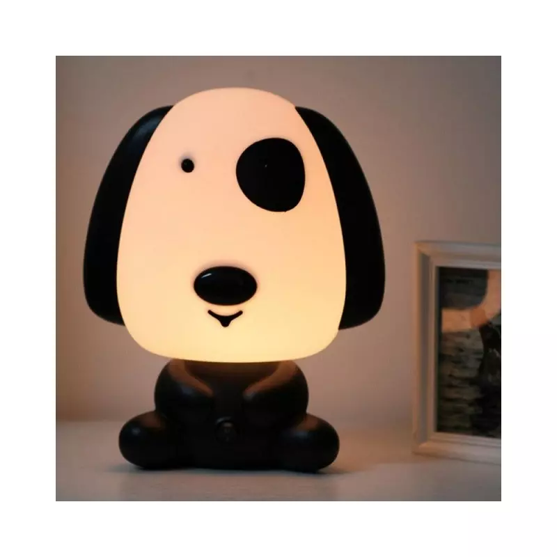 Casa si Gradina - Corpuri si surse de iluminat - Veioze si lampi - Lampi de veghe copii - Lampa de veghe pentru copii, model catel, lumina calda, Gonga® Alb/Negru - Infinity.ro