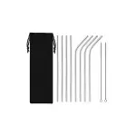 Casa si Gradina - Bucatarie si vesela - Accesorii bar - Paie si decoratiuni cocktail - Set 8 paie metalice, reutilizabile, Gonga® Argintiu - Infinity.ro