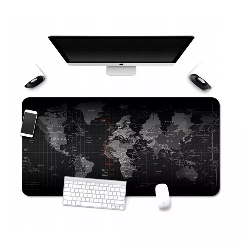 PC, gaming si accesorii - Periferice PC - Mousepad - Mouse pad cu model harta lumii, Gonga® Negru 90 x 40 cm - Infinity.ro