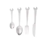 Casa si Gradina - Bucatarie si vesela - Vesela si tacamuri - Tacamuri si seturi - Set 4 tacamuri model mecanic, Gonga® Argintiu - Infinity.ro