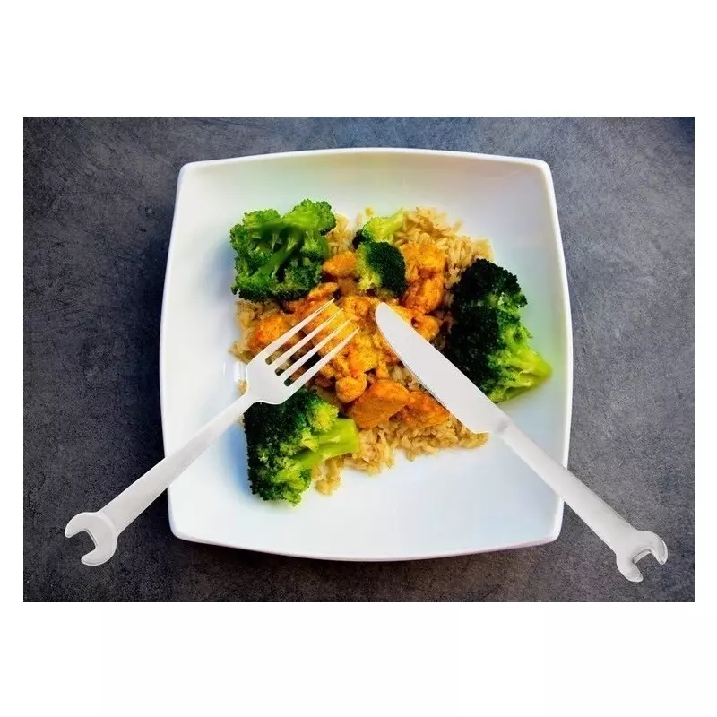 Casa si Gradina - Bucatarie si vesela - Vesela si tacamuri - Tacamuri si seturi - Set 4 tacamuri model mecanic, Gonga® Argintiu - Infinity.ro