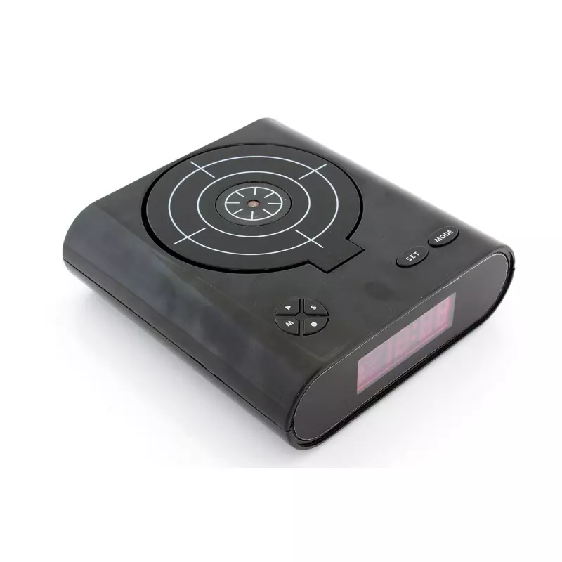 Casa si Gradina - Electrice - Smart Home - Alarme si accesorii - Ceas desteptator cu oprire alarma cu pistol infrarosu, afisaj LCD, Gonga® Negru - Infinity.ro
