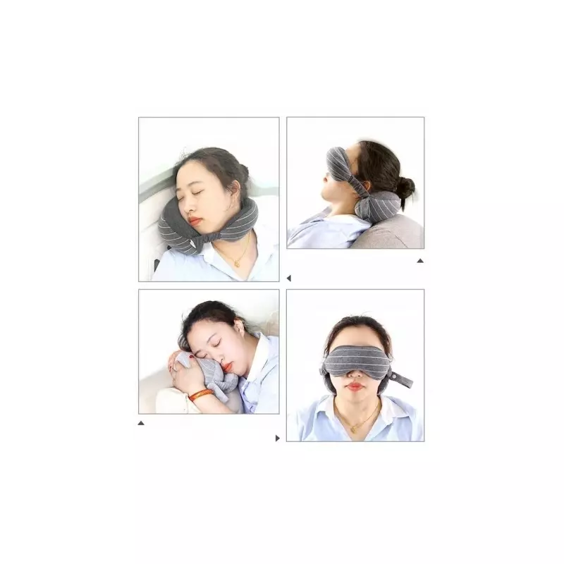 Sport si Outdoor - Articole de voiaj - Accesorii articole de voiaj - Masca de dormit cu perna pentru gat, Gonga® Gri inchis - Infinity.ro