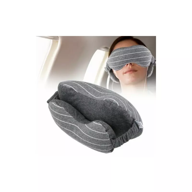 Sport si Outdoor - Articole de voiaj - Accesorii articole de voiaj - Masca de dormit cu perna pentru gat, Gonga® Gri inchis - Infinity.ro