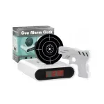 Casa si Gradina - Decoratiuni - Ceasuri - Ceas desteptator cu oprire alarma cu pistol infrarosu, afisaj LCD, Gonga® Alb - Infinity.ro