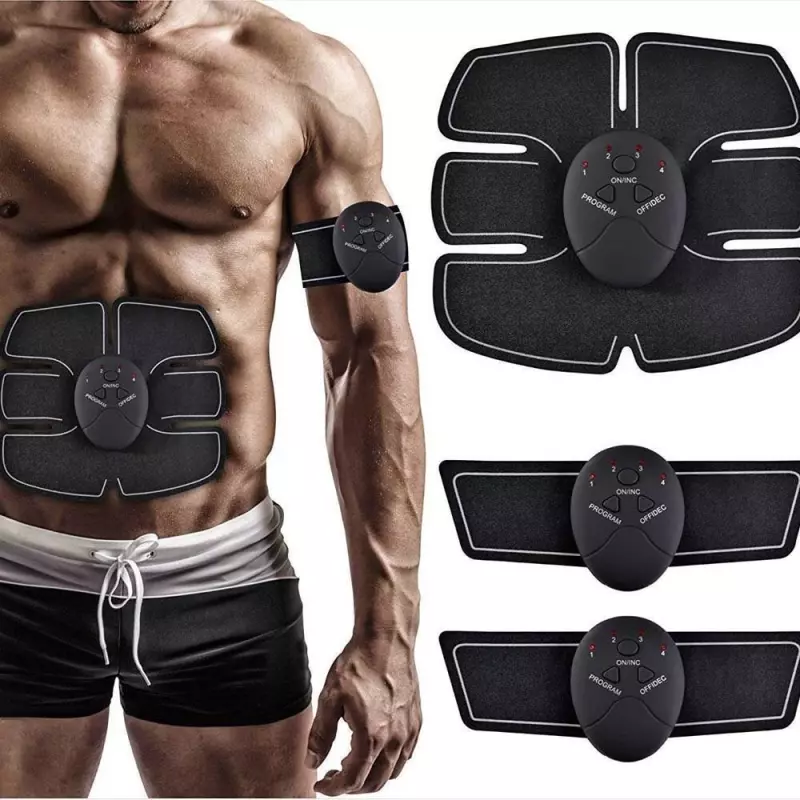 Sport si Outdoor - Fitness - Aparate fitness - Accesorii aparate fitness - Set electrostimulare, pentru brate si abdomen, portabil, negru, Gonga® Negru - Infinity.ro