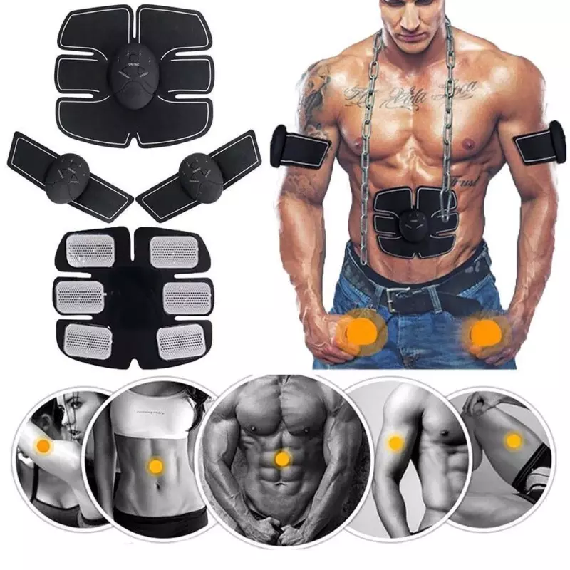 Sport si Outdoor - Fitness - Aparate fitness - Accesorii aparate fitness - Set electrostimulare, pentru brate si abdomen, portabil, negru, Gonga® Negru - Infinity.ro