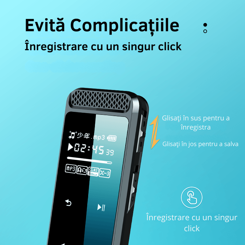 TV, Audio-Video si Foto - Portabile audio - Reportofoane - Reportofon Digital Q55 32GB CLC SmartGear, stereo 360°, DSP, activare vocala, text, MP3, OTG, 30H, ideal cursuri - Infinity.ro