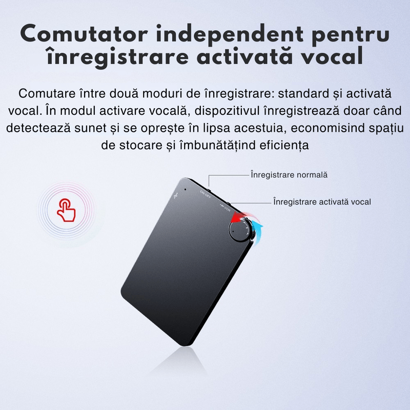 Laptop, Telefoane si Tablete - Wearables si gadgeturi - Gadgeturi - Dispozitive spionaj - Reportofon Spion K2 CLC SmartGear 8GB, activare vocala, 96H, MP3/WAV, DSP, 750mAh, discret, card, ideal business/notite - Infinity.ro