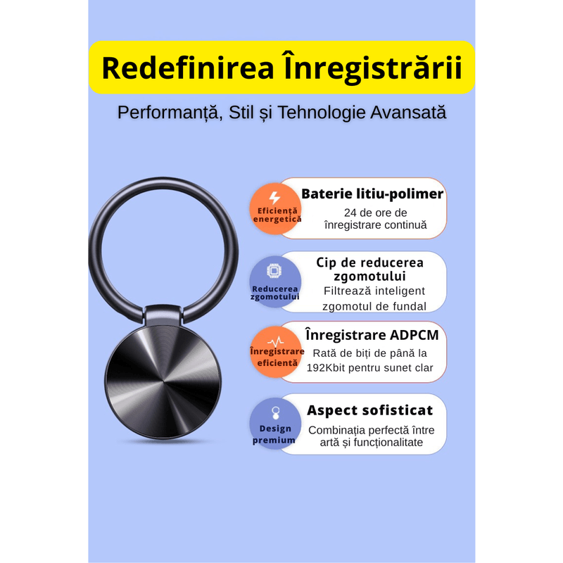 Laptop, Telefoane si Tablete - Wearables si gadgeturi - Gadgeturi - Dispozitive spionaj - Reportofon Spion S30 CLC SmartGear 16GB, breloc discret, activare vocala, HD, DSP, MP3, 200H, USB/OTG, autonomie lunga - Infinity.ro