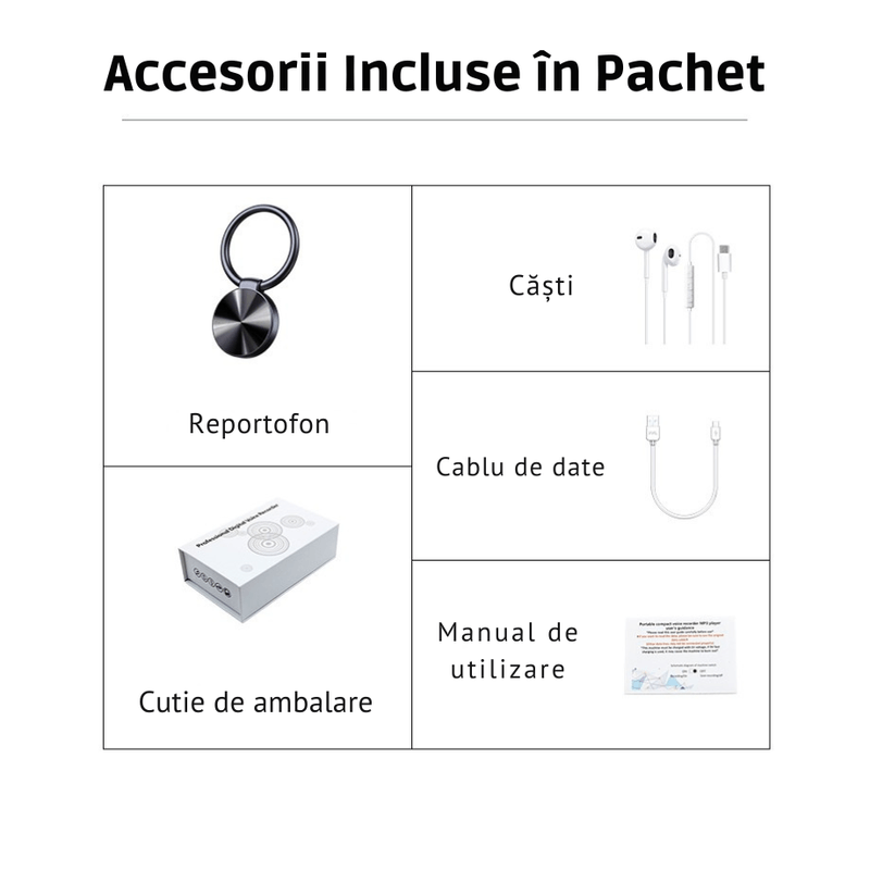 Laptop, Telefoane si Tablete - Wearables si gadgeturi - Gadgeturi - Dispozitive spionaj - Reportofon Spion S30 CLC SmartGear 8GB, breloc discret, activare vocala, HD, DSP, MP3, 94H, USB/OTG, autonomie lunga - Infinity.ro